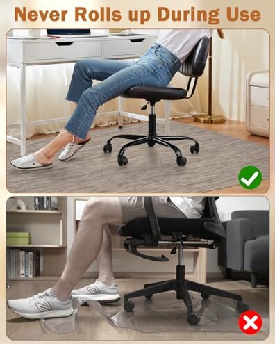 Blvornl Office Chair Mat for Hardwood Floor, 35.4"*47.2" Desk Computer Chair Mat for Hard Wood, Large Anti-Slip Hard Floor Protector Rolling Chair Mat, PVC Mat Desk Rug for Office and Dark Brown