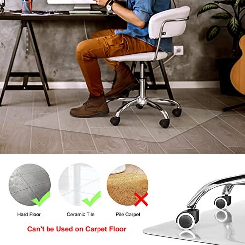 Kuyal Clear Chair Mat, Hard Floor Use, 48" x 30" Transparent Office Home Floor Protector mat Chairmats (30" X 48" Rectangle)