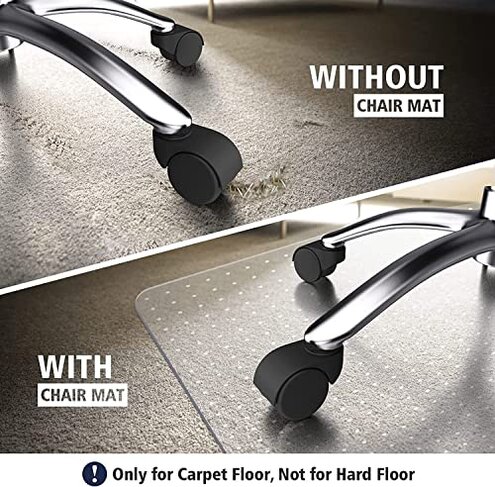 Azadx Chair Mat for Carpet 60"x 48" Large Office Chair Mat for Carpeted Floors, Carpet Protector Floor Mats on Low Pile Carpets Easy Glide Rolling Plastic Desk Computer Chairs Mats for Home