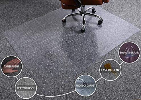 HOMEK Large Chair Mat for Carpet, Easy Glide Plastic Carpet Floor Protector Mat for Office Chairs for Work & Home