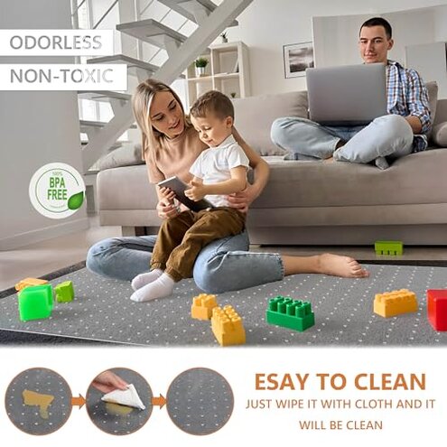 HOMEK Large Chair Mat for Carpet, Easy Glide Plastic Carpet Floor Protector Mat for Office Chairs for Work & Home