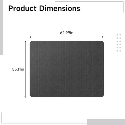 Kronabelle Non-Slip Office Chair Mat for Hardwood Floors 55 X 63 Inches, Black Carpet for Gaming Chairs, Noise Absorbing Protector for Desk