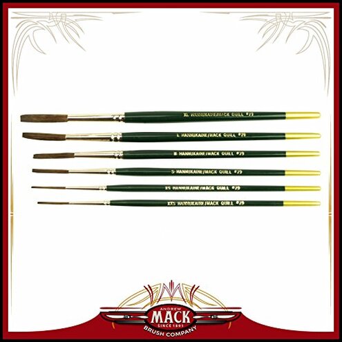 (6) Andrew Mack Brush Hannukaine Quill Brushes Series 79 Size XXS - XL Mixture Squirrel Taklon