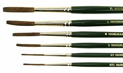(6) Andrew Mack Brush Hannukaine Quill Brushes Series 79 Size XXS - XL Mixture Squirrel Taklon