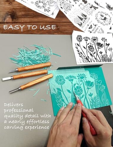 Speedball 3471 Super Value Block Printing Starter Kit – Includes Ink, Brayer, Lino Handle and Cutters, Speedy-Carve