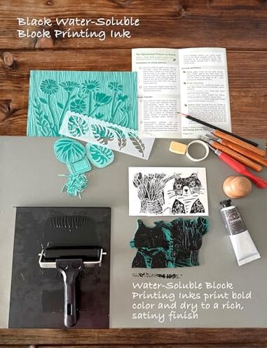 Speedball 3471 Super Value Block Printing Starter Kit – Includes Ink, Brayer, Lino Handle and Cutters, Speedy-Carve