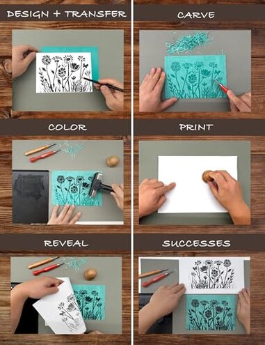 Speedball 3471 Super Value Block Printing Starter Kit – Includes Ink, Brayer, Lino Handle and Cutters, Speedy-Carve