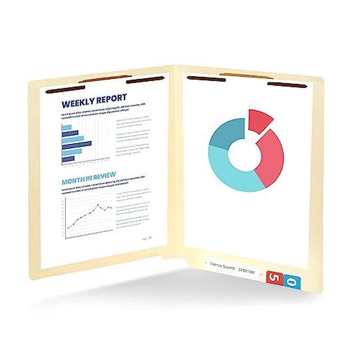 Blue Summit Supplies 100 Manila Fastener File Folders with End Tabs, Reinforced Straight Cut End Tab Folders with 2 Fasteners, Standard Medical File Folders, Letter Size, Manila, 100 Pack