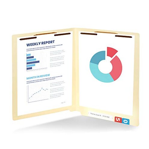 Blue Summit Supplies 14pt Heavyweight Manila Fastener File Folders with End Tabs, Reinforced Straight Cut End Tab Folders with 2 Fasteners, Standard Medical File Folders, Letter Size, Manila, 50 Pack