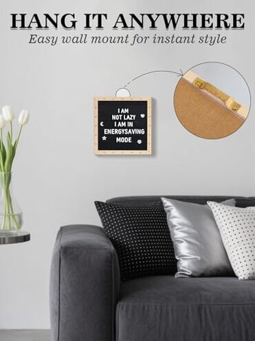 Changeable Felt Letter Board with LED Lights - 10×10" Message Custom Signs & Wood Stand & 450 Letters, Poster Board for Christmas/Pregnancy/Baby Announcement/Classroom Wall Decor Gifts, Black