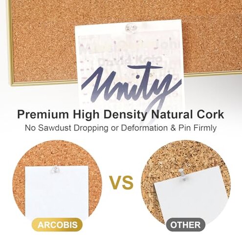 ARCOBIS Cork Board White Board Combo, 24 x 18 Inch Bulletin Board-Gold Frame, Magnetic Dry Erase Board & Corkboard for Wall, Vision Board for Home, Office, School