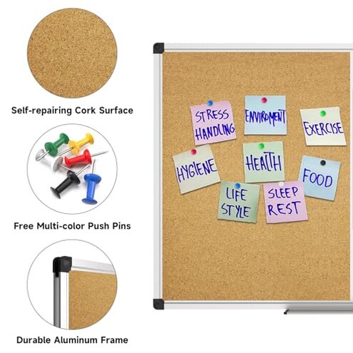 XBoard Magnetic whiteboard 36 x 24 - Combo Whiteboard Dry Erase Board Cork Board 36 x 24