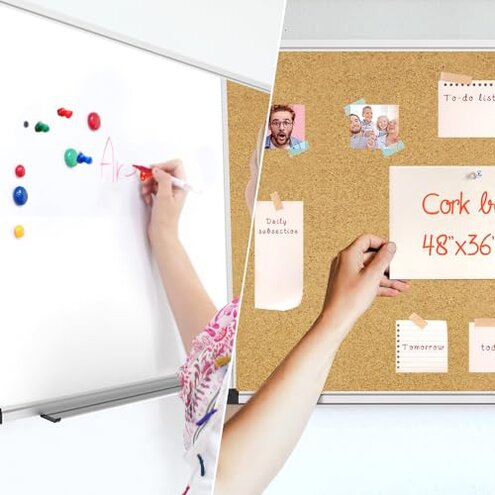 XBoard Magnetic whiteboard 36 x 24 - Combo Whiteboard Dry Erase Board Cork Board 36 x 24