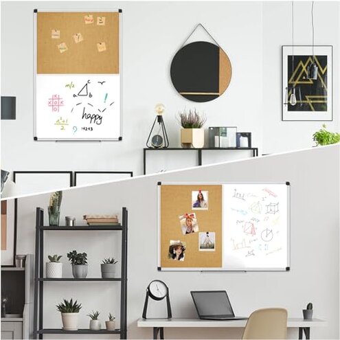 XBoard Magnetic whiteboard 36 x 24 - Combo Whiteboard Dry Erase Board Cork Board 36 x 24