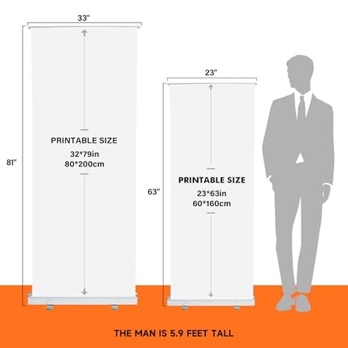 METAPRINT Custom Retractable Banner Stand 33"x81" &ndash; Personalized Roll Up Display with Carry Bag, Adjustable Height, Portable Stand for Trade Shows, Events, Business Promotions