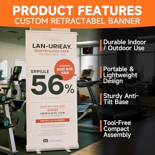 METAPRINT Custom Retractable Banner Stand 33"x81" &ndash; Personalized Roll Up Display with Carry Bag, Adjustable Height, Portable Stand for Trade Shows, Events, Business Promotions