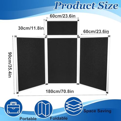 3+1 Panel Trade Show Presentation Board, 70.8&ldquo; x 35.4&rdquo; Trade Show Presentation Board, Large Folding Desktop Display Board for Trade Shows, Conference Displays, Various Event Displays