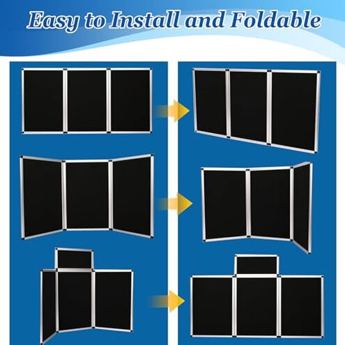 3+1 Panel Trade Show Presentation Board, 70.8&ldquo; x 35.4&rdquo; Trade Show Presentation Board, Large Folding Desktop Display Board for Trade Shows, Conference Displays, Various Event Displays
