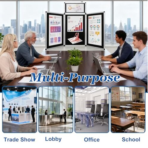 3+1 Panel Trade Show Presentation Board, 70.8&ldquo; x 35.4&rdquo; Trade Show Presentation Board, Large Folding Desktop Display Board for Trade Shows, Conference Displays, Various Event Displays