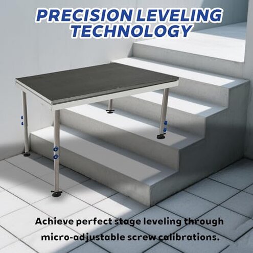 Hisonic PS02 4 X 4 Portable Stage Platform Modular System with Height Adjustable Riser (24" - 39")