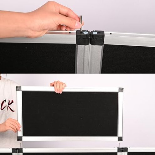 ISXACFF 3+1 Panel Trade Show Presentation Board 70.8&ldquo; x 35.4&rdquo; Trifold 3-Panel Display Board Folding 3 Panel Exhibition Boards Single Sided Tabletop Display Black Hook & Loop-Receptive Fabric with Bag