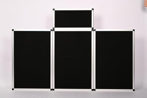 ISXACFF 3+1 Panel Trade Show Presentation Board 70.8&ldquo; x 35.4&rdquo; Trifold 3-Panel Display Board Folding 3 Panel Exhibition Boards Single Sided Tabletop Display Black Hook & Loop-Receptive Fabric with Bag