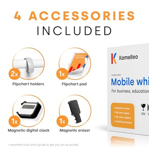 Rolling Dry Erase Board 48 x 36 - Large Portable Magnetic Whiteboard with Stand - Double Sided Easel Style Whiteboard with Wheels - Mobile Standing White Board for Office, Classroom & Home