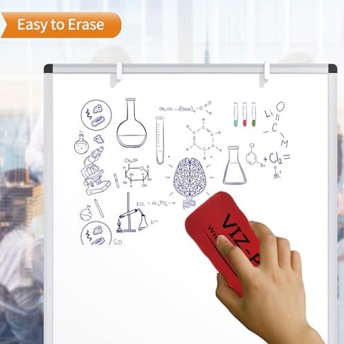 VIZ-PRO Whiteboard Easel, 36 x 24 Inches, Portable Dry Erase Board Height Adjustable for School Office and Home