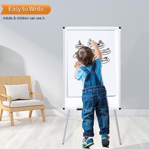VIZ-PRO Whiteboard Easel, 36 x 24 Inches, Portable Dry Erase Board Height Adjustable for School Office and Home