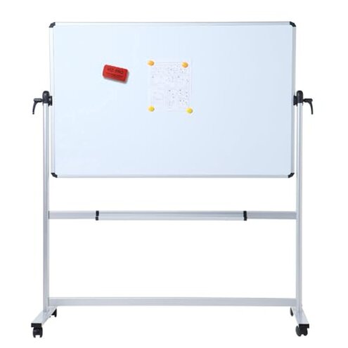 VIZ-PRO Double-Sided Magnetic Mobile Whiteboard, 48 x 36 Inches, Aluminium Frame and Stand