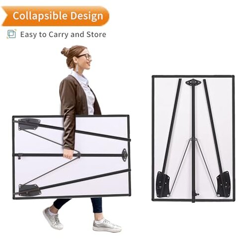 VIZ-PRO Magnetic Whiteboard Easel Black, 36 x 24 Inches, Portable Dry Erase Board Height Adjustable for School Office and Home