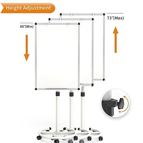 VIZ-PRO ECO Magnetic Mobile Whiteboard, 36 X 24 Inches, Easel Flipchart Stand Rolling Dry Erase Board with Paper Pads