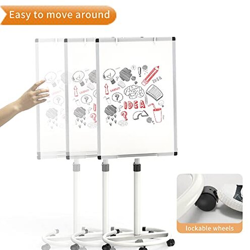 VIZ-PRO ECO Magnetic Mobile Whiteboard, 36 X 24 Inches, Easel Flipchart Stand Rolling Dry Erase Board with Paper Pads