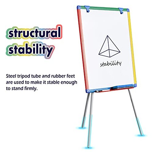 Dry Erase Board White Board for Kids 24x18 inch Art Easel for Kids Magnetic Tripod Whiteboard Art Easel and Flipchart Board with a Height-Adjustable Stand Perfect for Kid