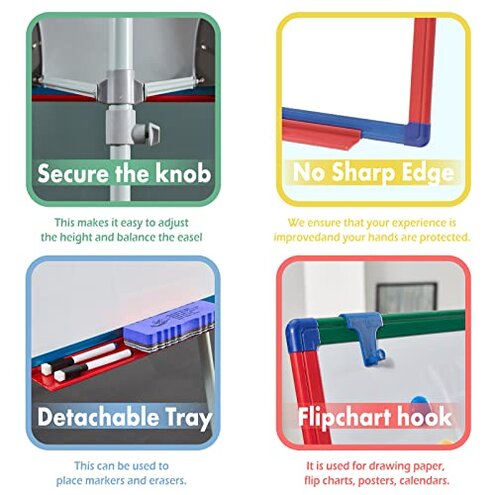 Dry Erase Board White Board for Kids 24x18 inch Art Easel for Kids Magnetic Tripod Whiteboard Art Easel and Flipchart Board with a Height-Adjustable Stand Perfect for Kid