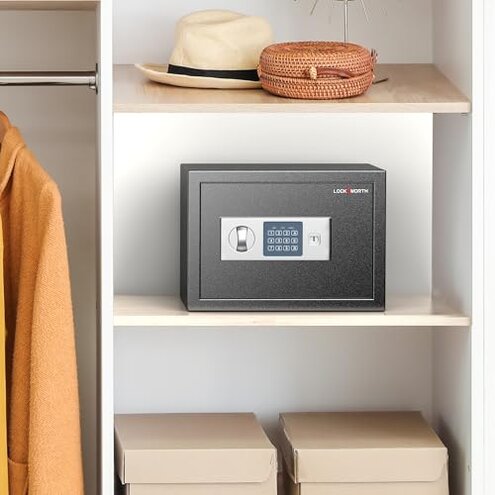 Locksworth Safe for Home, 0.6 Cubic Feet Safety Box, Lock Box for Money, Jewelry, Documents and Guns, Digital Security Safe for Office, Hotel and Personal Use, 13.8"W x 9.8"D x 9.8"H