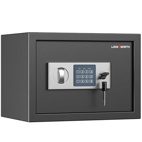 Locksworth Safe for Home, 0.6 Cubic Feet Safety Box, Lock Box for Money, Jewelry, Documents and Guns, Digital Security Safe for Office, Hotel and Personal Use, 13.8"W x 9.8"D x 9.8"H