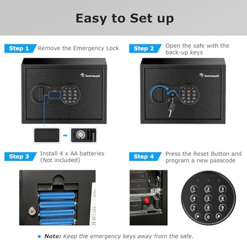 Bonsaii Safe, 0.6 Cubic Safe Box with Electronic Keypad, Removable Shelf, for Valuables Jewelry and Documents in Home, Hotel, or Business, 9.84" x 13.78" x 9.84" Inches, SF002