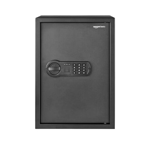 Amazon Basics Steel Home Security Electronic Safe with Programmable Keypad Lock for Documents, Jewelry, Valuables, 1.8 Cubic Feet, Black, 13.8"W x 13"D x 19.7"H