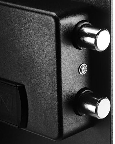 Amazon Basics Steel Home Security Electronic Safe with Programmable Keypad Lock for Documents, Jewelry, Valuables, 1.8 Cubic Feet, Black, 13.8"W x 13"D x 19.7"H