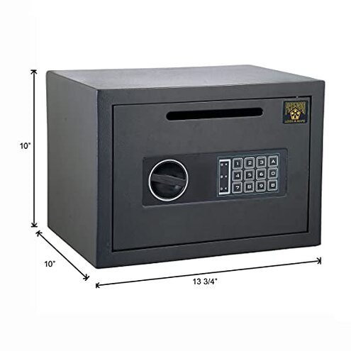 Drop Safe - Digital Compact Steel Money Security Box with Keypad - Deposit Cash Easily &ndash; For Home or Business by Paragon Safe - Black, .54 Cubic Feet