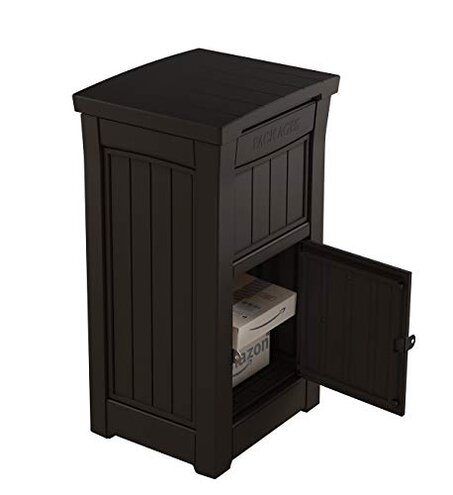 Keter Delivery Box for Porch with Lockable Secure Storage Compartment to Keep Packages Safe, One Size, Brown