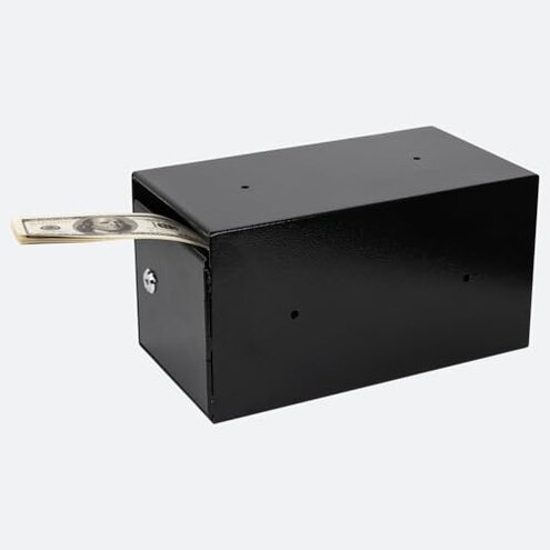 EIENHOSHI Steel Cash Drop Box, Money Safe Box with Tamper-Proof Slot, Mountable Cash Box with Lock for Hotels, Apartments