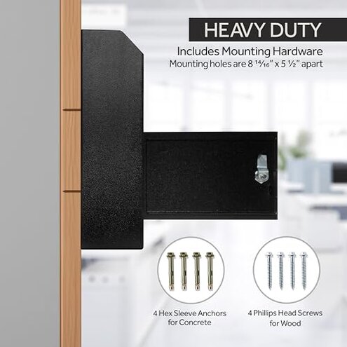 Durabox Drop Box Deposit Safe 12 x 4 x 15” Heavy Duty Steel Wall Mount Mailbox for Mail, Letters, Checks, Keys, Cash and more for Home, Office & Commercial Use (W500) (Black)