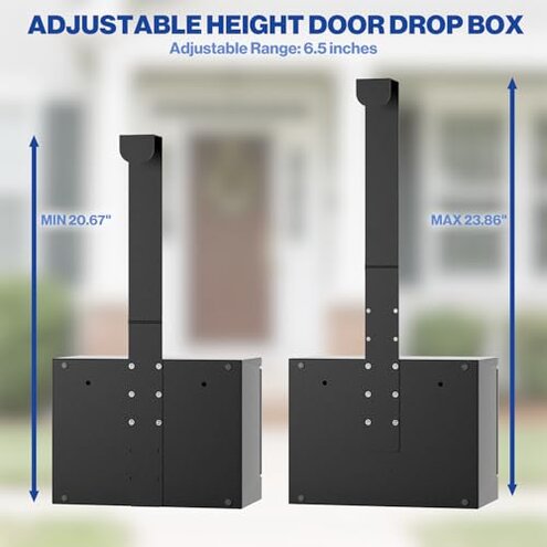 Pochar Over-the-Door Steel Specimen Container - Payment, Key, Night Drop Box - 6.5'' Height Adjustable, Removable Hinge for Wall Mount (Black)