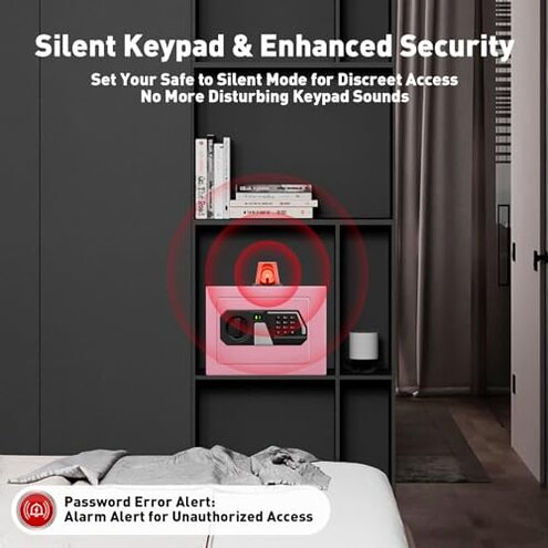 TOTOY Small Personal Safe Box 0.5 Cu Ft- Electronic Digital Security Safe Steel Construction Hidden with Key Lock, Wall or Cabinet Safety Box for Home Office Hotel Business Jewelry Gun Cash Money