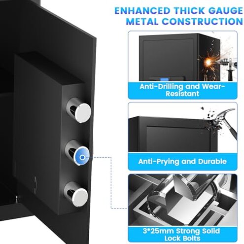 23.62'' Tall Safe Box, 4.3 Cuft Home Safe with Fireproof Waterproof Bag, Anti-Theft Digital Security Safes with Smart Alert System, Removable Shelf, Mute Function, Document Safes for Money Jewelry