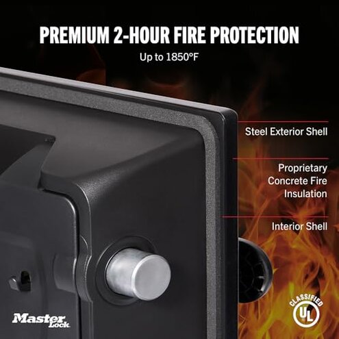 Master Lock Black Premium Fireproof and Waterproof Safe with Combination Dial, 1.23 cu-ft, STW123DUB