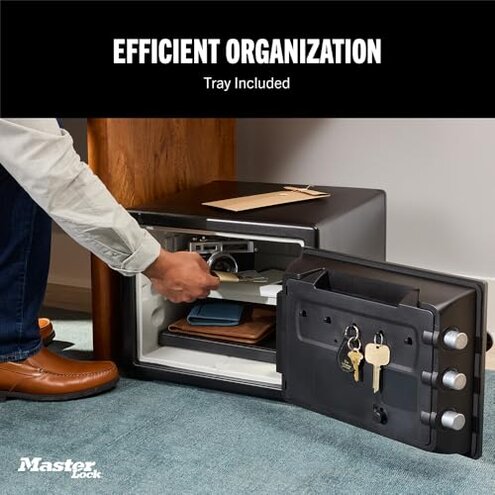 Master Lock Black Premium Fireproof and Waterproof Safe with Combination Dial, 1.23 cu-ft, STW123DUB