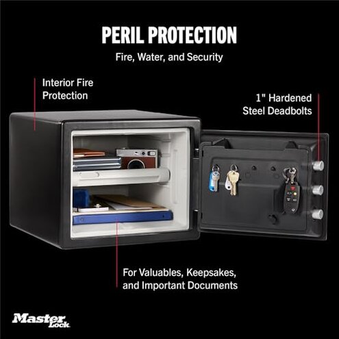 Master Lock Black Premium Fireproof and Waterproof Safe with Combination Dial, 1.23 cu-ft, STW123DUB